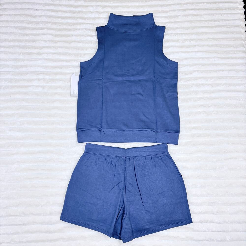 Softies Indigo Quarter Zip Sleeveless Short Set - Women’s Size S New NWT - Picture 2 of 4